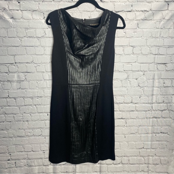 leather black midi dress Fifth Ave Faux Leather Midi Dress Black